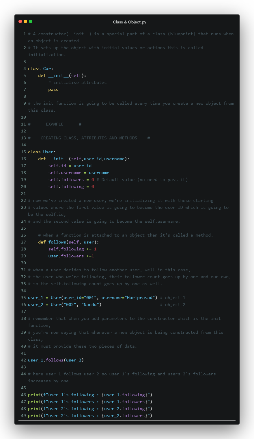 Class and object example